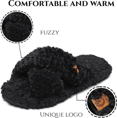 SMajong жіночі плюшеві домашні тапочки зимові теплі, м'які, з антиковзким покриттям, зручні, з підкладкою, чорні (36/37 EU)