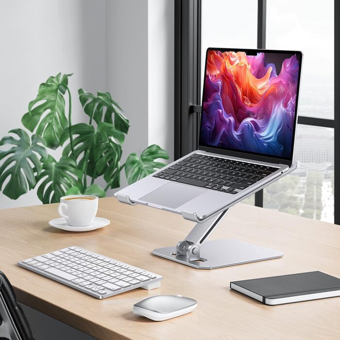 Підставка для ноутбука OMOTON, алюміній, регульована висота, ергономічна, складна, для MacBook Pro/Air (11-16 дюймів), срібна