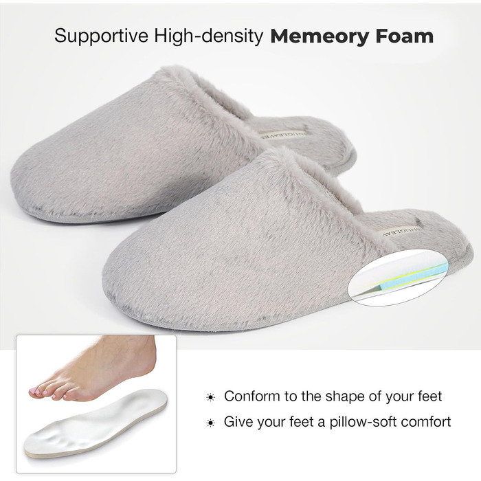 Жіночі плюшеві халапи від Snug Leaves з штучним хутром та Memory Foam, 38/39 EU, сірі