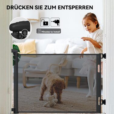 Захист для сходів Treppenschutzgitter: розтяжний захист для дітей та домашніх тварин, 0-140 см, чорний