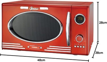 Мікрохвильова піч Melissa Retro 16330129 – 23 літри, 1000 Вт, з грилем, металевий колір