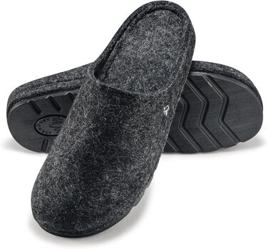 Чоловічі фетрові тапочки ESTRO - теплі зимові халапи з гумовою підошвою (45 EU, чорний)