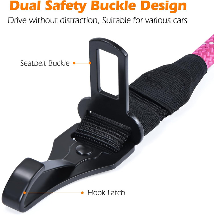 Автомобільний поводок-пояс для собак PetBonus: безпечний та надійний, для малих, середніх та великих собак (рожевий)