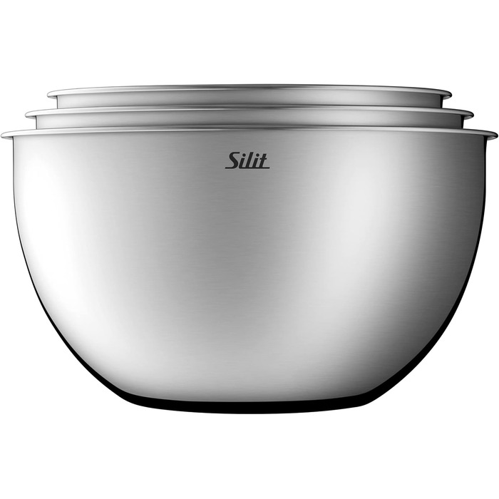 Silit 3-Piece Kitchen Bowl Set, Stainless Steel, Multifunctional as Mixing Bowl, Salad Bowl, Serving Bowl, Nesting
