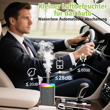 Портативний міні-увлажнитель повітря для спальні, 400 мл аромадифузор для дому, особистий настільний зволожувач для рослин, аромадифузор для дому, 2 режими, нічник, автоматичне вимкнення, чорний