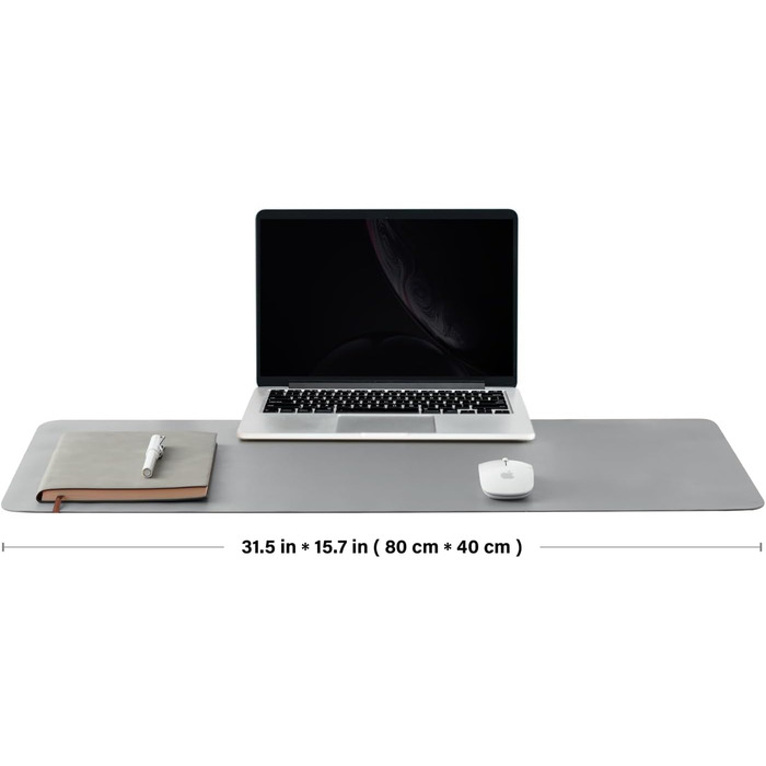 Органайзер для столу Leder-Schreibtischunterlage (80x40 см) - килимок для миші та робочої поверхні, антиковзкий, сірий