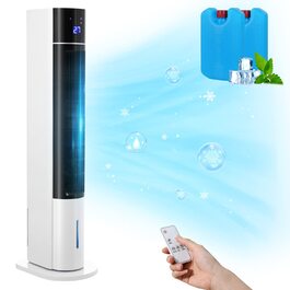 Турбовентилятор 104 см з дистанційним керуванням та водяним охолодженням, 4 в 1: охолодження, зволоження, очищення повітря. Обертання 50°, таймер 12 годин, тихий, для спальні, вітальні, білий