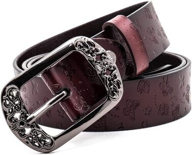 Жіночий шкіряний ремінь Vintage (коричневий, 105 см) ширина 3.3 см, подарункова коробка