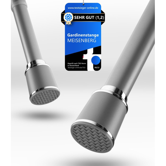 Штанга для штор 120-170см, сіра, Ø 32 мм, без свердління - для вікон, кімнат, кухні