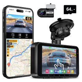 Відеореєстратор HUPEJOS 4K для авто (двоканальний, STARVIS, HDR, GPS, WiFi, нічна зйомка, 64GB карта в комплекті)