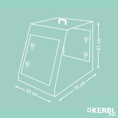 Транспортна переноска для собак Kerbl, чорна, 75x52x61 см, складана, метал, з двома дверцятами, для подорожей та дому