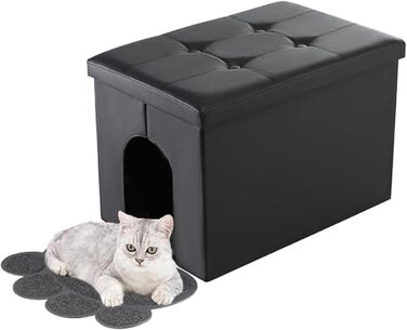 MEEXPAWS Cat Litter Cabinet, Cat Toilet Cabinet, Hidden Cat Litter Box, Cat Toilet Cabinet, Cat Cabinet Bench, Cat Litter Box Chest of Drawers, White or Black, L 65 x 45 x 45cm