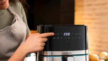 Аерофритюрниця Cecotec Cecofry Full Inox 5500 Pro, 5.5 л, 1700 Вт, цифрова безмасляна фритюрниця з корпусом із нержавіючої сталі та 8 режимами приготування