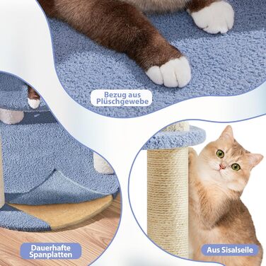 Yaheetech Cat Tree, Ocean Design Cat Tree, Cat Scratching Post, with Platform Space Capsule Sisal Pillars, Stable Climbing Tree for Cats, Blue/Beige