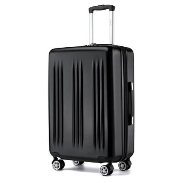 Набір валіз KONO 3 шт. з жорсткими корпусами, розширювані, легкі, ручна поклажа 55 см, середні 65 см, великі 75 см, з 4 колесами та TSA-замком, бежево-білий/коричневий, чорний (L (65cm))