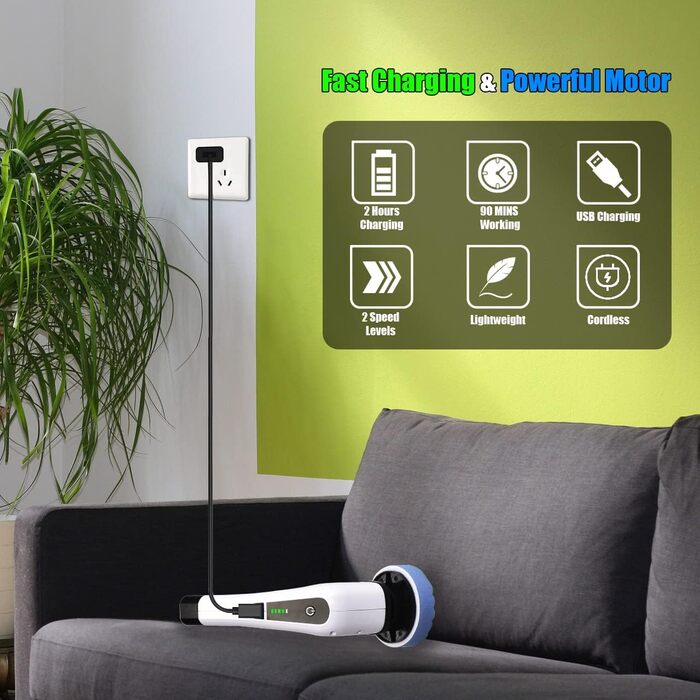 Electric Cleaning Brush, FARI Shower Cleaning Brush with 8 Interchangeable Drill Brush Heads, Cordless Scrubber with Adjustable Handle, Bathroom and Shower Cleaner