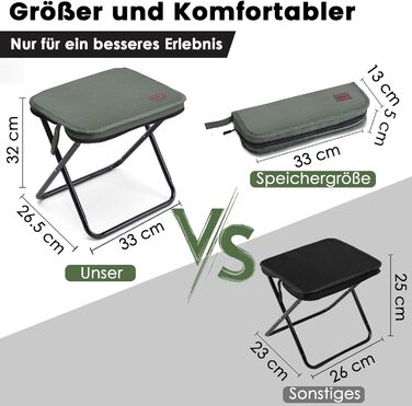 Складний туристичний стільчик MOONCY, 33x26,5x32 см, 120 кг, для кемпінгу, риболовлі, зеленого кольору