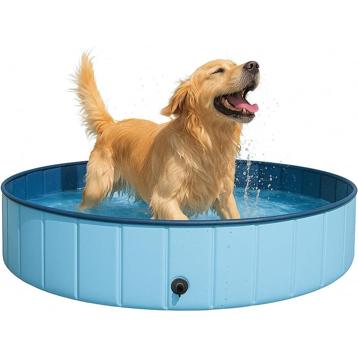 Зручний надувний басейн для собак та котів, 120x30 см, з клапаном для зливу води, неслизький, портативний