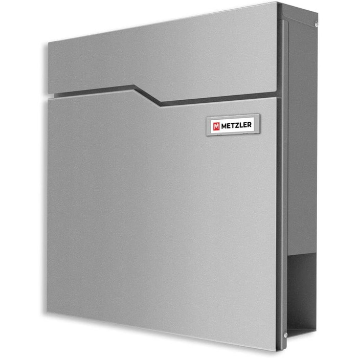 Поштова скринька Metzler Hoffmann з табличкою для імені та відділенням для газет – настінна металева, порошкове покриття, стійка до погодних умов, колір сірий алюміній Ral9007