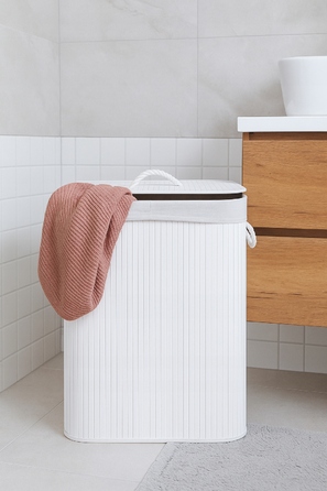 Великий бамбуковий кошик з кришкою для білизни та іграшок, 150 л