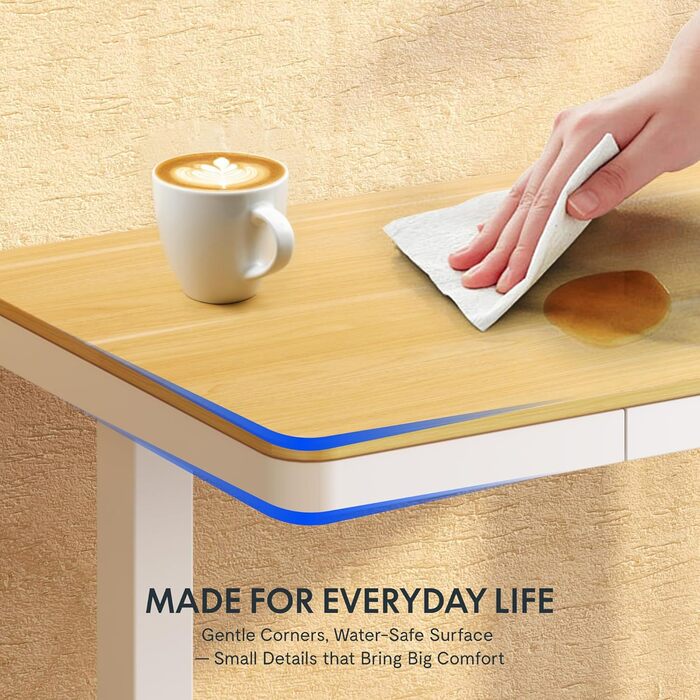 FLEXISPOT Electric Standing Desk with LED Display, Memory Function, USB Port & Drawer - 120x60cm Natural Oak