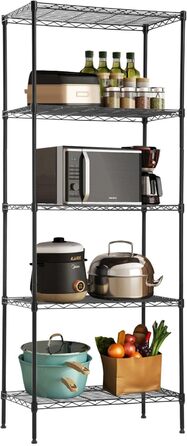 BestOffice 5-Tier Wire Shelving Unit - Heavy Duty Metal Storage Rack