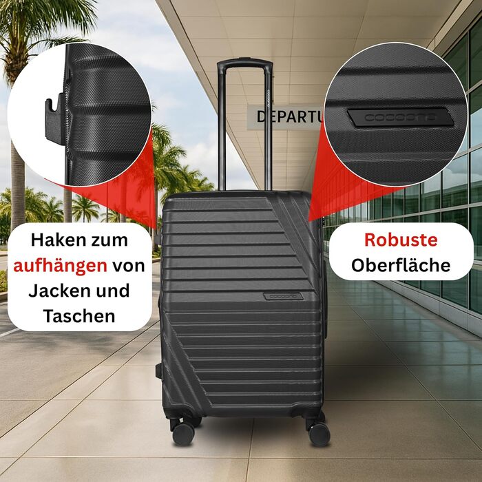 Валіза Cocoono Hartschalenkoffer велика ємністю 95-104 л з 8 колесами, поворот на 360°, ABS-пластик, TSA-замок, телескопічна ручка, сірий колір