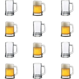 Pub Biersiedel 660 ml, Robust glass with handle, Dishwasher-safe, Classic pub design, Ideal for beer, shandy (beer mixed with lemonade), and chilled drinks, 12-piece set