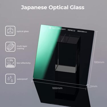 Набір фільтрів K&F Concept Nano-X: квадратний фільтр, адаптерні кільця (8 шт.), ND16