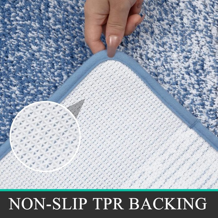 Enyhom 4-Piece Microfiber Bath Mat Set - Non-Slip Bathroom Rugs & Toilet Lid Cover (Blue, 45x65cm, 45x120cm, 50x60cm, 48x53cm)