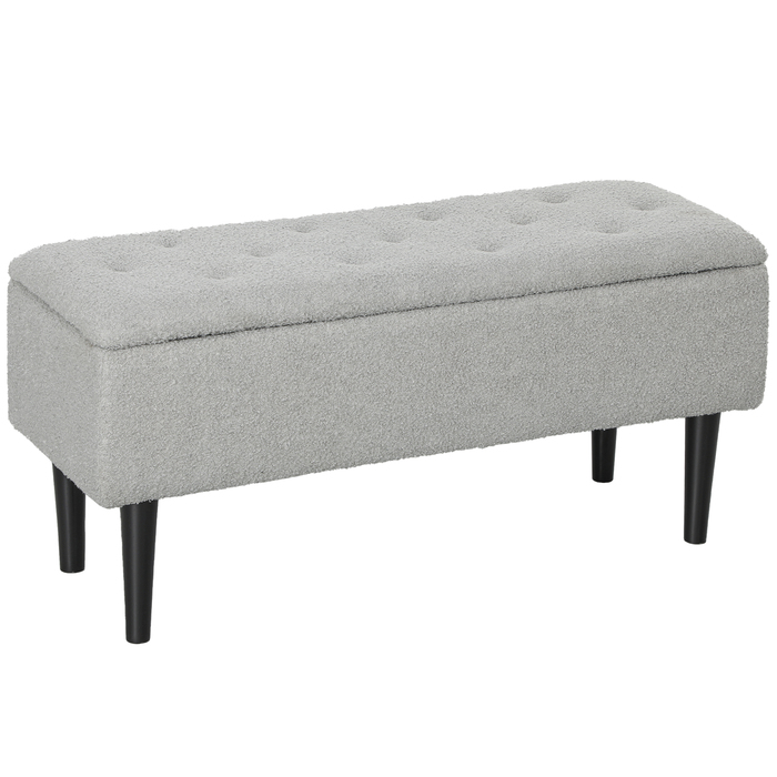 HOMCOM Лавка з місцем для зберігання, до 120 кг, оксамитова текстура, 95x38x45 см, сірого кольору