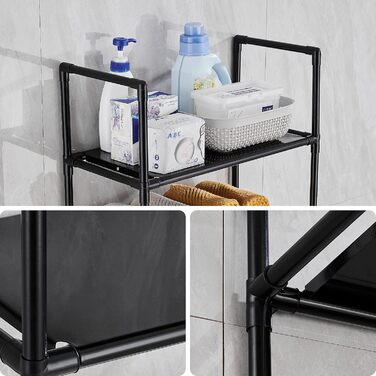 LIUBEI 3-Tier Toilet Shelf, Bathroom Shelf Space-Saving, Black Bathroom Organizer Shower Shelf Easy Assembly