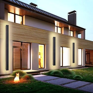 Long Villa Wall Light Black Waterproof IP65 Aluminum Acrylic Outdoor LED Wall Light for Gardens, Terraces, Bedrooms, Living Rooms, Indoor, 30cm/12w, Warm light (125cm/45w * 1)