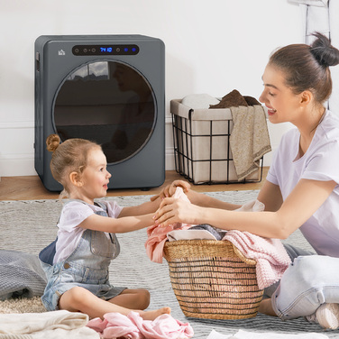 Сушарка для білизни HOMCOM з 6 програмами, 40-60°C, місткістю 4 кг, компактна, з сенсорним керуванням, сірого кольору