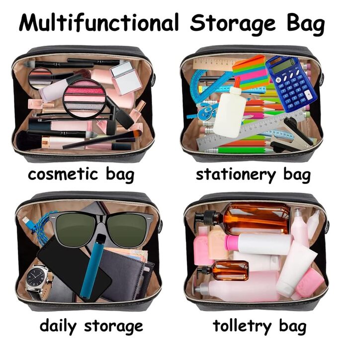 Косметичка для подорожей, велика, водонепроникна, з екошкіри - для макіяжу та косметики