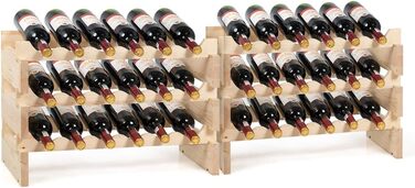 COSTWAY Wooden Wine Rack, Stackable, Bottle Rack for 36 Bottles, Wine Stand with 6 Levels, Wooden Shelf, Bottle Holder for Kitchen, Dining Room, Bar, Cellar, 63 x 28 x 85 cm