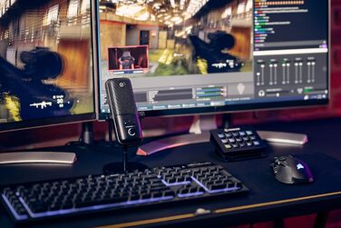 Elgato Wave:3 - Професійний USB-конденсаторний мікрофон для стрімінгу, подкастів, геймінгу та home office, безкоштовне програмне забезпечення для мікшування, плагіни звукових ефектів, захист від спотворень, Plug & Play, для Mac - PC мікрофон