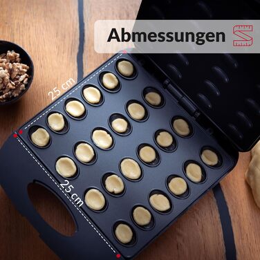 Lehmann Electric Nut Baker with Non-Stick Coating | 1700W | Nut Maker for 24 Nut Halves | Nut Baking Machine | Nut Waffle Iron for Oreschki and Nut Waffles