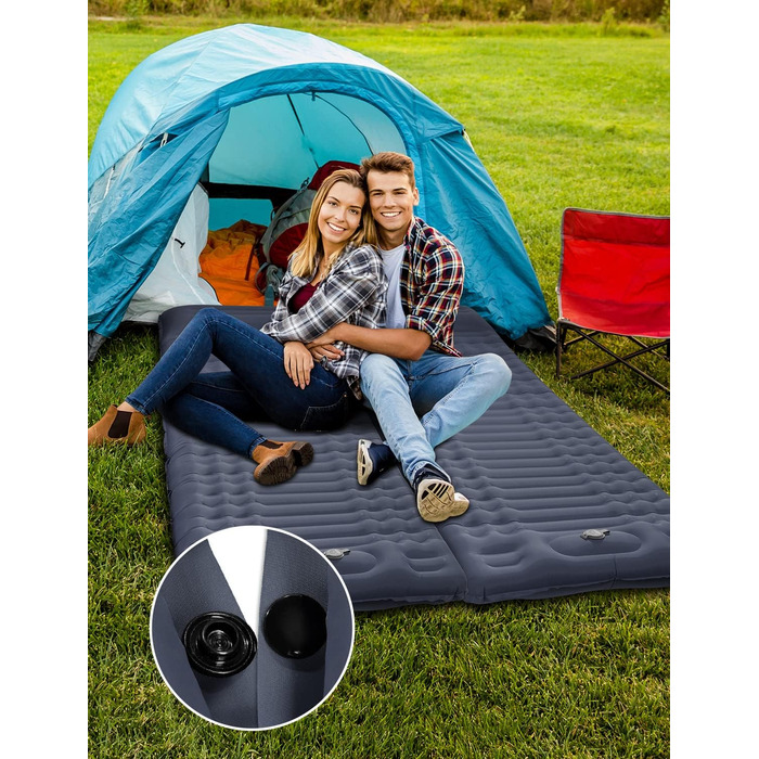 Каремат туристичний Yissvic Isomatte самонадувний з насосом, ультралегкий, для кемпінгу та піших прогулянок, блакитний