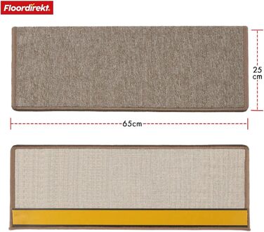 Килимок на сходинки Floordirekt 15 шт. (65x23 см, напівкруглий/прямокутний, бежевий)