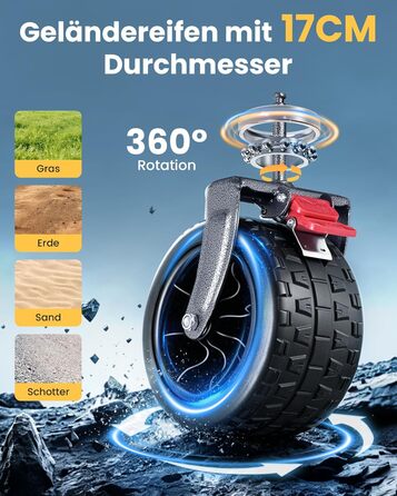Універсальний складаний візок YEAUPE PRO 260L (250 кг) для пляжу, саду, покупок: міцний, чорний