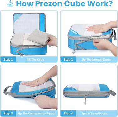 Набір компресійних органайзерів для валізи 6 шт, прозорий, легкий, з міцного катіонного матеріалу, синій