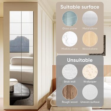 Акрилові дзеркальні наклейки на стіну, 10/20 шт., товщина 2 мм, безпечні, для макіяжу та дому, самоклеючі (15 x 20, 15 x 15 см)