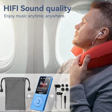 MP3-плеєр 64GB з Bluetooth 5.3, ультралегкий (30г), до 80 годин роботи, 1.8