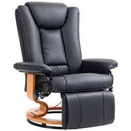 HOMCOM Recliner Chair, Swivel TV Chair with Reclining Function and Footrest, Holds up to 150 kg (220 lbs), Faux Leather TV Chair in Black for Living Room