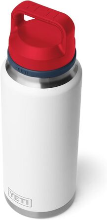 Термос-пляшка YETI Rambler із вакуумною ізоляцією та герметичною кришкою, нержавіюча сталь, 1020 мл (Білий/Синій/Червоний)