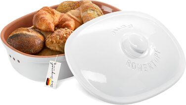 Хлібниця Römertopf з натуральної кераміки, 6,5 л, біла – керамічний контейнер для зберігання хліба з теракоти, преміум-якість