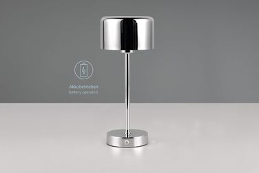 LED настільна лампа Julien: акумуляторна, USB-C, сенсорне керування, Ø 12 см, 30 см, метал, 1.5W, хром