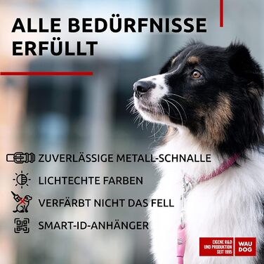 Нашийник для собак WAUDOG з натуральної шкіри, 20-25 см, 8 мм, рожевий