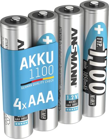 Зарядний пристрій ANSMANN для NiMH/Li-Ion акумуляторів AAA, AA, C, D (10340-26650) з USB, 4 програми + 4xAAA акумулятор
